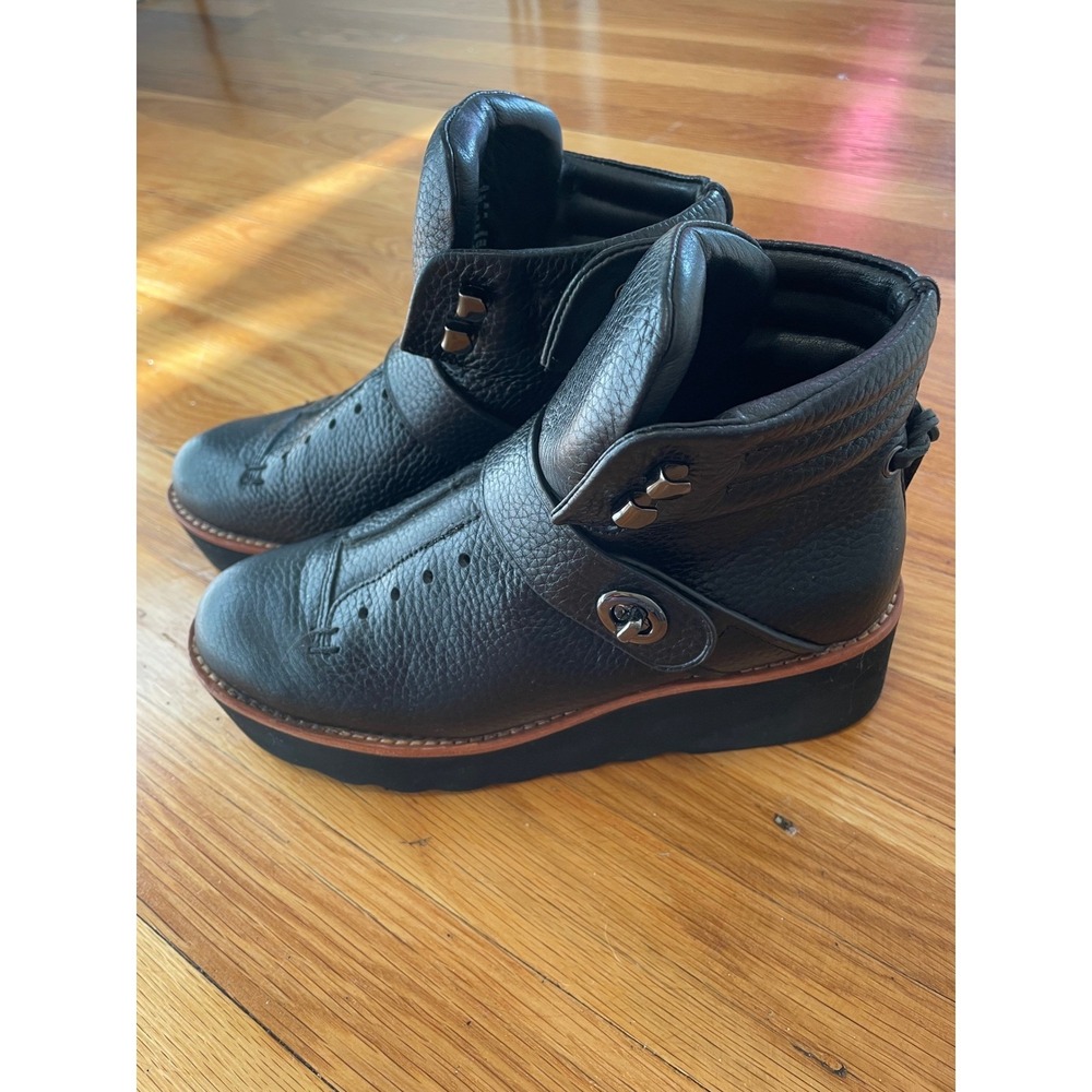 Coach Urban Hiker Boots Size 6 Black Leather‎ Platform Lace Up Ankle Streetwear - Picture 5 of 10
